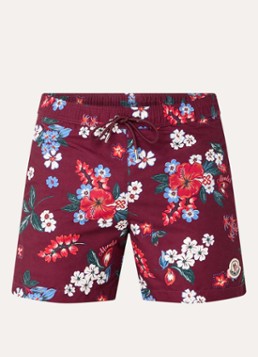 Moncler Heren Zwemshorts met bloemenprint en steekzakken in de kleur Rood, maat: L