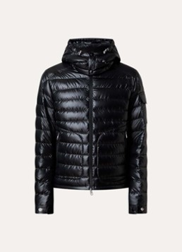 Moncler Heren Lauros gewatteerd jack met donsvulling en afneembare capucon in de kleur Zwart, maat: 4/XL