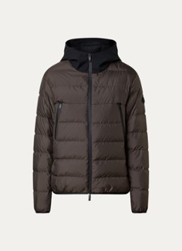Moncler Heren Puffer jack met donsvulling en capuchon in de kleur Donkerbruin, maat: 2/M