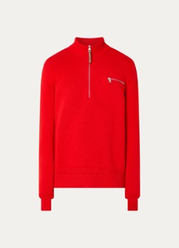 Moncler Heren Fijngebreide trui in kasjmierblend met halve rits in de kleur Rood, maat: L