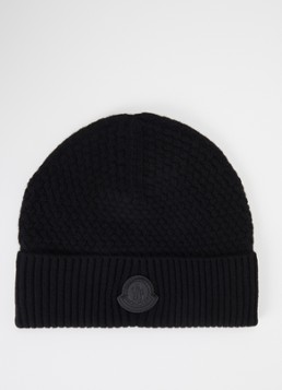 Moncler Heren Muts in kasjmierblend in de kleur Zwart, maat: OS
