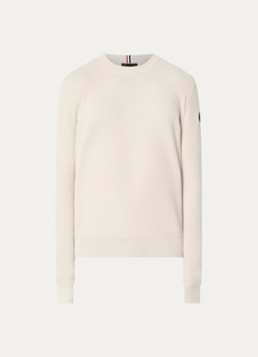 Moncler Heren Fijngebreide trui met logo en structuur in de kleur Gebroken wit, maat: M
