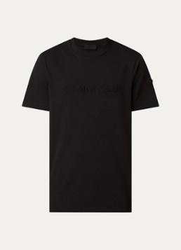 Moncler Heren T-shirt met logo in de kleur Zwart, maat: S