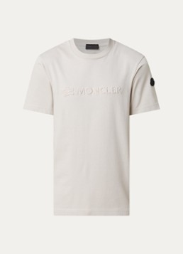 Moncler Heren T-shirt met logo in de kleur Beige, maat: S