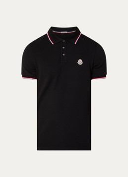 Moncler Heren Regular fit polo van piqué katoen met logo in de kleur Zwart, maat: S