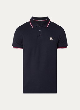 Moncler Heren Regular fit polo van piqué katoen met logo in de kleur Donkerblauw, maat: S