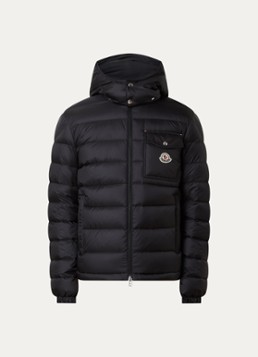 Moncler Heren Verith pufferjack met donsvulling en afneembare capuchon in de kleur Zwart, maat: 4/XL