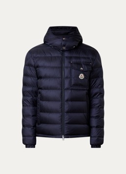 Moncler Heren Verith pufferjack met donsvulling en afneembare capuchon in de kleur Donkerblauw, maat: 3/L