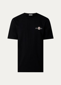 Moncler Heren T-shirt met logoborduring in de kleur Zwart, maat: S