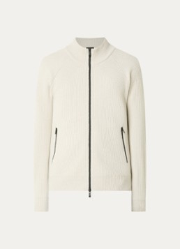 Moncler Heren Fijngebreid vest in kasjmierblend met steekzakken in de kleur Gebroken wit, maat: L