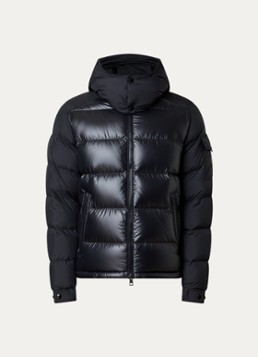 Moncler Heren Maya puffer jack met donsvulling en afneembare capuchon in de kleur Zwart, maat: 4/XL