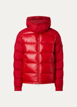 Moncler Heren Maya puffer jack met donsvulling en afneembare capuchon in de kleur Rood, maat: 3/L