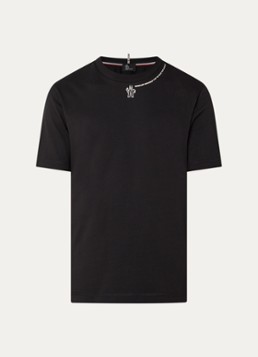 Moncler Heren T-shirt met logoprint in de kleur Zwart, maat: S
