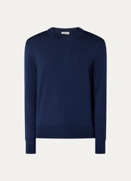 Sandro Heren Fijngebreide pullover met ronde hals in de kleur Royal Blue / Blauw