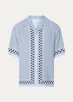 Sandro Heren Regular fit overhemd met print in de kleur Blauwgrijs