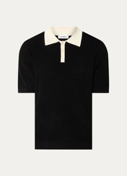 Sandro Heren Ribgebreide slim fit polo in de kleur Zwart