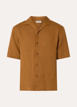 Sandro Heren Comfort fit overhemd van linnen in de kleur Roestbruin