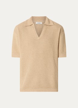 Sandro Heren T-shirt met structuur en V-hals in de kleur Beige