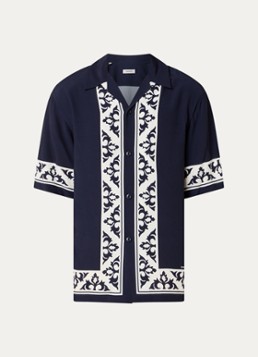 Sandro Heren Regular fit overhemd met print in de kleur Donkerblauw