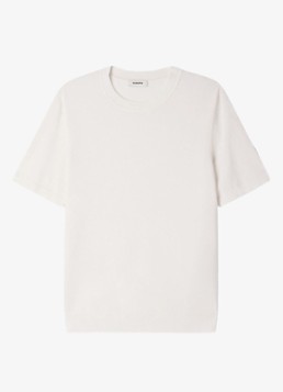 Sandro Heren Fijngebreid T-shirt in zijdeblend in de kleur Wit