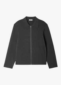 Sandro Heren Fijngebreid vest met kraag en steekzakken in de kleur Grey / Grijs