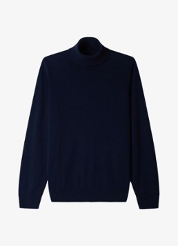 Sandro Heren Fijngebreide trui met col van kasjmier in de kleur Donkerblauw