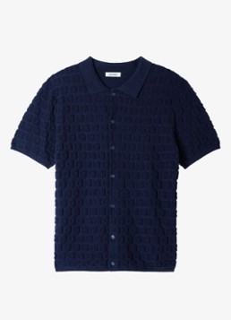 Sandro Heren Vest met met jacquard dessin in de kleur Navy Blue / Blauw