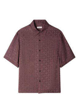 Sandro Heren Square Cross loose-fit shirt in de kleur Chocolate / Bruin