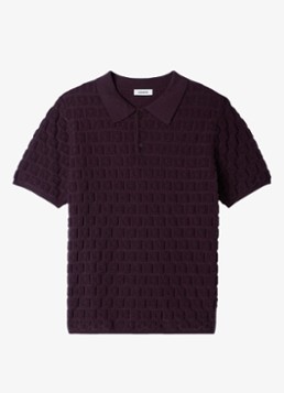 Sandro Heren Regular fit polo met ingebreid patroon in de kleur Chocolate / Bruin