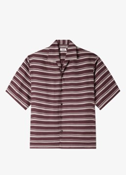 Sandro Heren Overhemd met streepprint in de kleur Chocolate / Bruin