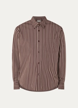 Sandro Heren Regular fit overhemd met streepprint en borstzak in de kleur Bruin
