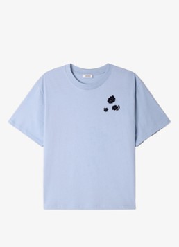 Sandro Heren T-shirt van katoen met bloemenprint in de kleur Sky Blue / Lichtblauw