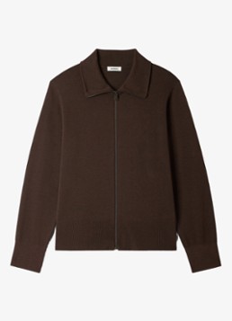 Sandro Heren Fijngebreid vest van wol met opstaande kraag in de kleur Taupe / Grijs