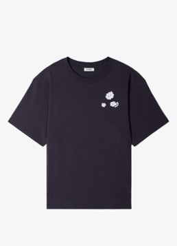 Sandro Heren T-shirt van katoen met bloemenprint in de kleur Navy Blue / Blauw
