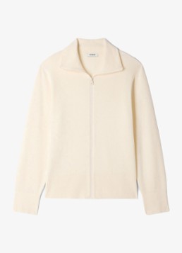 Sandro Heren Fijngebreid vest van wol met opstaande kraag in de kleur Butter Cream / Geel