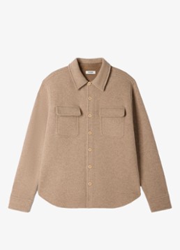Sandro Heren Regular fit overshirt van wol in de kleur Beige