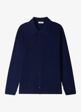 Sandro Heren Ribgebreid vest in wolblend met V-hals in de kleur Royal Blue / Blauw