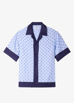 Sandro Heren Regular fit overhemd met print in de kleur Lichtblauw
