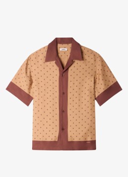 Sandro Heren Regular fit overhemd met print in de kleur Camel