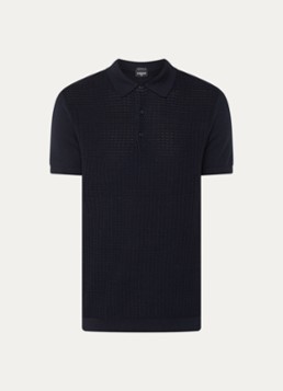 Strellson Heren Adrian regular fit polo van katoen met structuur in de kleur Blauw, maat: S