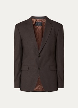 Strellson Heren Aidan regular fit colbert in wolblend met klepzakken in de kleur Donkerbruin, maat: 54