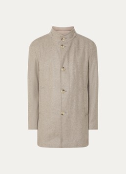 Strellson Heren Finlay mantel in wolblend met uitneembare binnenjas in de kleur Beige, maat: 56