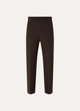 Strellson Heren Joe straight fit pantalon van scheerwol met persplooi in de kleur Donkerbruin, maat: 52