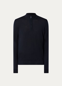 Strellson Heren Marek fijngebreide pullover van scheerwol in de kleur Donkerblauw, maat: M