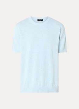 Strellson Heren Loic fijngebreide pullover met gemêleerd dessin in de kleur Lichtblauw, maat: L