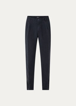 Strellson Heren Lui chino in linnenblend met steekzakken en elastische band in de kleur Donkerblauw, maat: W32/L34