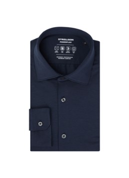 Strellson Heren Powerflex regular fit overhemd met stretch in de kleur Donkerblauw, maat: L