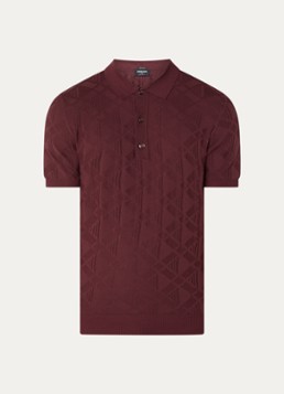 Strellson Heren Vincent regular fit polo met ruitdessin in de kleur Bordeauxrood, maat: S
