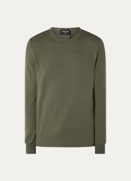 Strellson Heren Vincent fijngebreide pullover met ronde hals in de kleur Donkergroen, maat: M