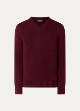 Strellson Heren Grofgebreide pullover in wolblend in de kleur Kersenrood, maat: XXL